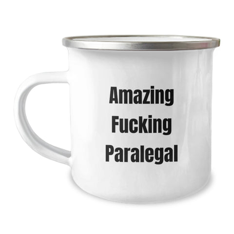 Image of Funny Paralegal Gifts from Friends for Graduation Unique Paralegal Camping Mug with Amazing F--king Paralegal Quote - Image 1