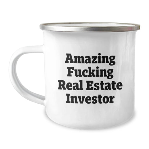 Image of Funny Real Estate Investor Gifts for Men - 'Amazing F--king Real Estate Investor' Stainless Steel Camping Mug, Perfect Graduation Unique Gifts from Friends, Family and Coworkers - Image 1