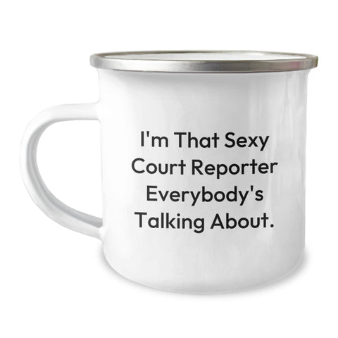 Image of Funny Court Reporter Gifts from Friends, Court Reporter Camping Mug for Court Reporters, 'I'm That Sexy Court Reporter Everybody's Talking About' Unique Graduation Gifts - Image 1