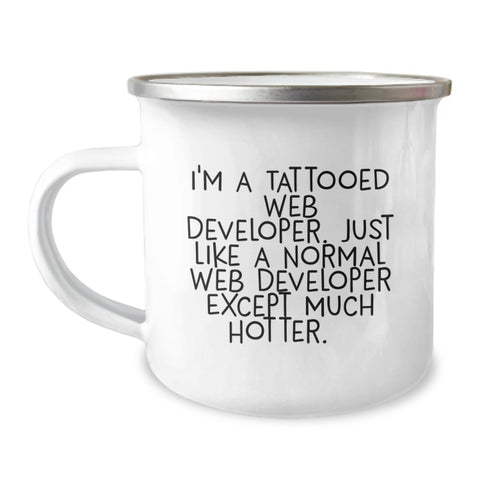Image of Funny Web Developer Gifts for Men, Unique Camping Mug for Web Developers, Ideal Gift from Friends for Graduation - Image 1