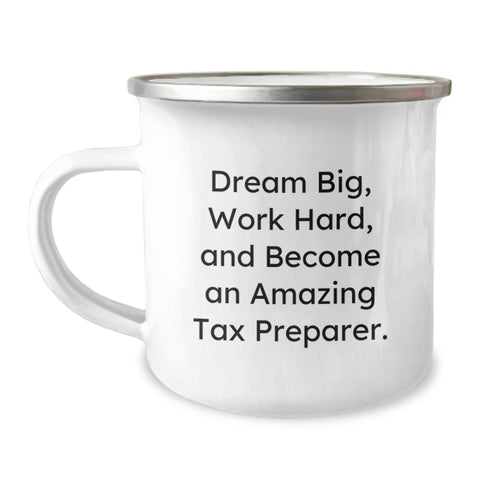 Image of Tax Preparer Gifts for Men - Christmas Unique Inspirational Funny Mugs - Camping Mug Quote 'Dream Big, Work Hard' - Image 1