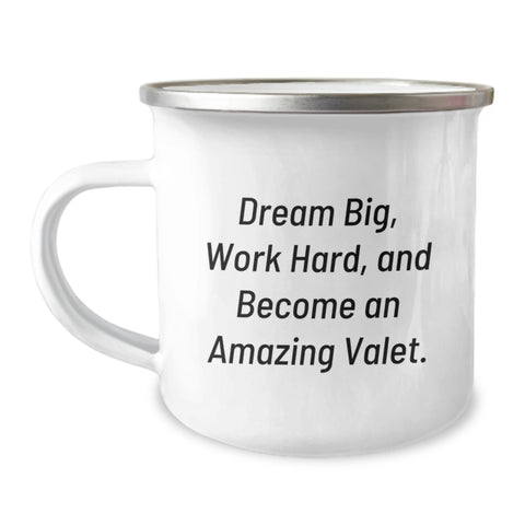 Image of Valet Inspirational Gifts from Family for Valet, Funny Camping Mug for Him, Dream Big Work Hard and Become an Amazing Valet - Image 1
