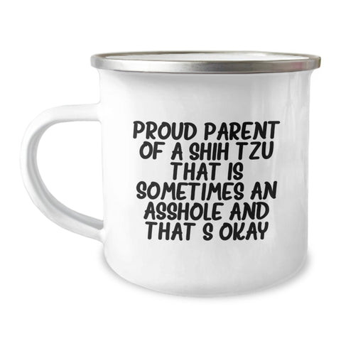 Image of Funny Shih Tzu Dog Gifts for Birthday, Proud Parent Camping Mug from Friends - Image 1