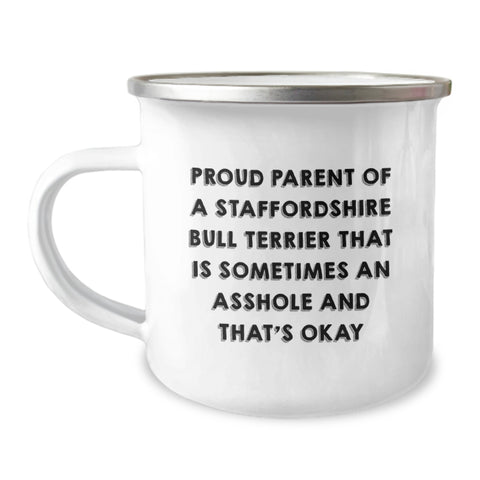 Image of Staffordshire Bull Terrier Dog Lovers Funny Camping Mug Gifts from Friends and Family for Graduation Unique Gifts - Image 1