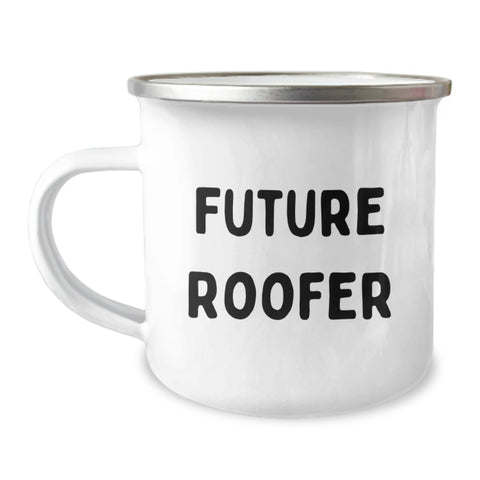 Image of Funny Roofer Gifts from Friends - 'Future Roofer' Quote on 12 oz Stainless Steel Camping Mug for Birthday - Image 1