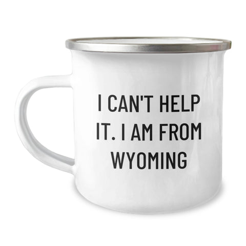 Image of Wyoming Gifts from Friends for Men, Funny Camping Mug for Graduation - 'I Can't Help It. I Am From Wyoming' - Image 1