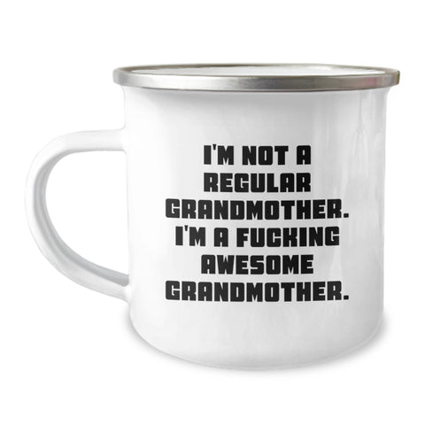 Image of Funny Grandmother Camping Mug Gifts from Family, Unique Graduation Gifts for Grandma, 'I'm Not a Regular Grandmother. I'm a F--king Awesome Grandmother.' - Image 1
