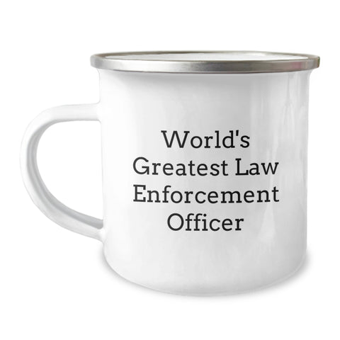 Image of Gifts from Men to Law Enforcement Officer, World's Greatest Law Enforcement Officer Funny Camping Mug, Birthday Unique Presents - Image 1