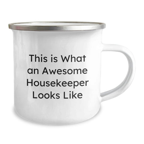 Image of Funny Housekeeper Gifts from Family and Friends for Birthday Unique Presents - This Is What An Awesome Housekeeper Looks Like Camping Mug - Image 2