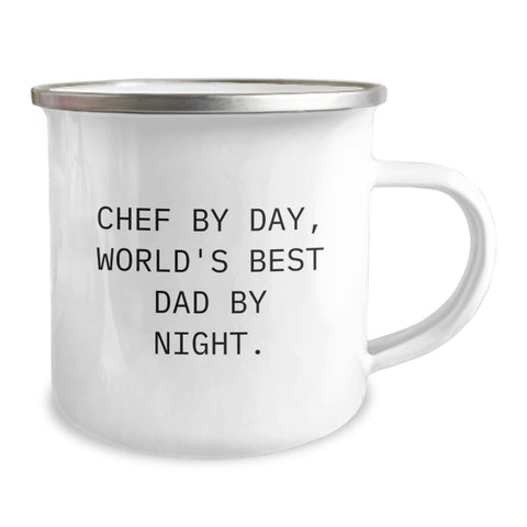 Image of Funny Chef Gifts for Men - 'Chef By Day, World's Best Dad By Night' Stainless Steel Camping Mug for Valentine's Unique Gifts from Dad to Chef - Image 2