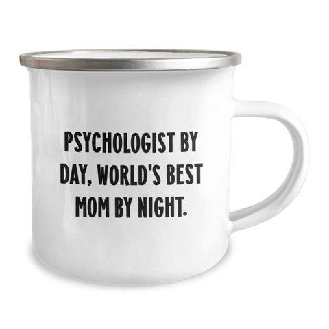 Image of Funny Psychologist Gifts from Mom, World's Best Psychologist by Day, Mom by Night, Camping Mug for Valentine's - Image 2