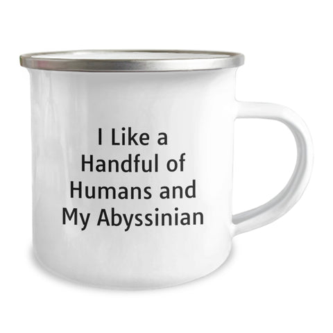 Image of Funny Abyssinian Cat Gifts for Men, Women, Friends, Family - I Like A Handful Of Humans And My Abyssinian Camping Mug - Image 2