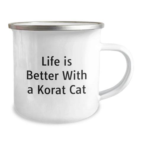 Image of Korat Cat Camping Mug, Funny Quote Gifts from Men to Friends, Birthday Unique Mugs for Korat Cat Lovers, Life Is Better With A Korat Cat - Image 2