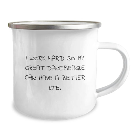 Image of Funny Great Dane Dog Lovers Gifts from Men to Friends - I Work Hard Camping Mug for Birthday - Image 2
