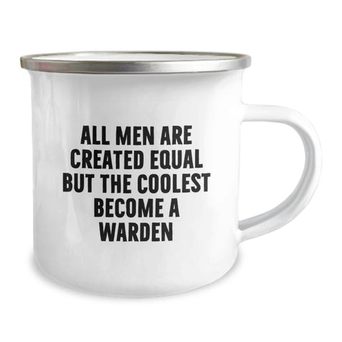 Image of Warden Humor Gifts for Men from Friends and Family, Funny Camping Mug for Graduation, 'All Men Are Created Equal But The Coolest Become A Warden' - Image 2