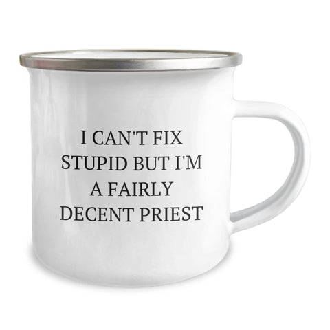 Image of Funny Priest Gifts for Men - I'm a Decent Priest Camping Mug, Unique Christmas Memorable Presents from Friends to Family - Image 2