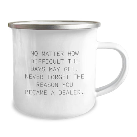 Image of Funny Dealer Gifts from Men to Friends - Camping Mug for Men - 'No Matter How Difficult The Days May Get. Never Forget The Reason You Became A Dealer.' Quote Gifts - Image 2