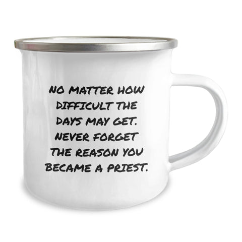Image of Christmas Unique Gifts for Priest - Funny Priest Camping Mug, Inspirational Quote, Stainless Steel with Enamel Finish, Gifts from Friends to Men - Image 2