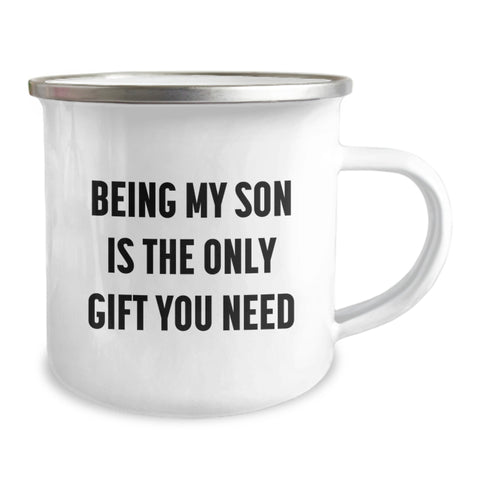 Image of Gifts from Mom to Son Camping Mug - Funny Son Parenting Love Quote on Valentine's Unique Gifts - Image 2