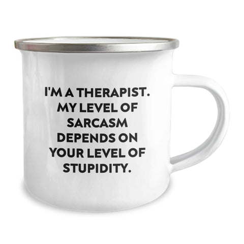Image of Funny Therapist Gifts from Friends for Therapist Sarcasm Mug, Camping Mug for Therapist, Christmas Unique Gifts - Image 2