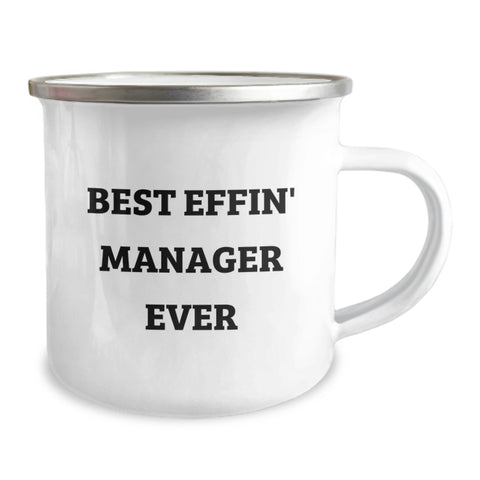 Image of Funny Manager Gifts for Him or Her - Best Effin' Manager Ever Camping Mug, 12 oz Stainless Steel with Enamel Finish, Gifts from Friends to Coworkers on Birthday - Image 2