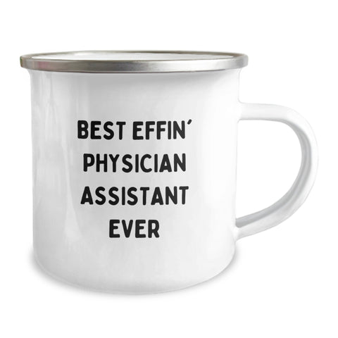 Image of Funny Physician Assistant Gifts, Best Effin' PA Ever Enamel Camping Mug, Birthday Unique Mug for Physician Assistant Friends and Family - Image 2