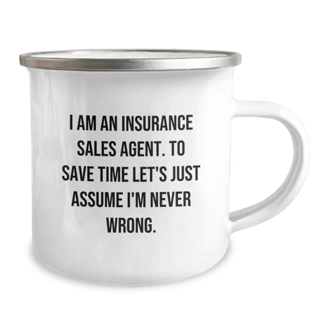 Image of Funny Insurance Sales Agent Gifts for Mom - Gifts from Family - 'Never Wrong' Camping Mug, Stainless Steel with Enamel Finish, Mother's Day Unique Gifts - Image 2
