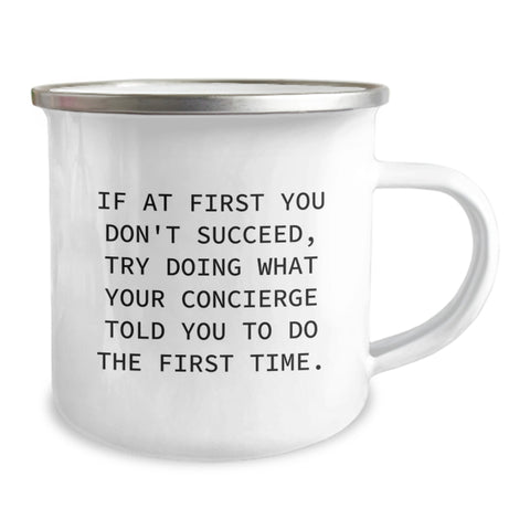 Image of Funny Concierge Gifts from Dad for Father's Day Unique Camping Mug with If At First You Don't Succeed Quote - Image 2