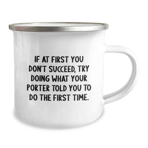Image of Funny Porter Gifts for Men, Unique Camping Mug on Mother's Day, Inspirational Quote - Gifts from Men to Porter, 12 oz Stainless Steel - Image 2