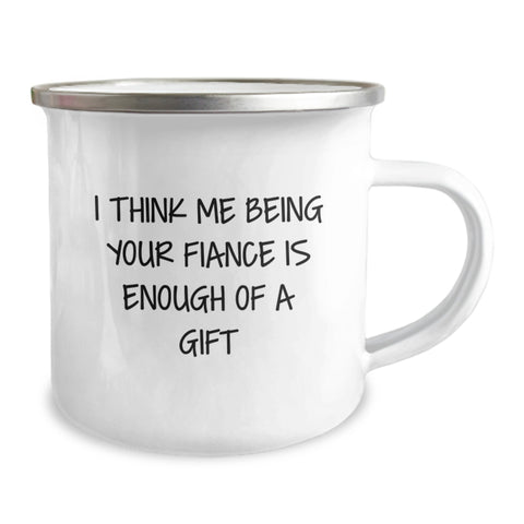 Image of Funny Fiance Gifts for Him Camping Mug, Enamel Finish, Gifts from Men to Fiance, Perfect for Christmas - Image 2