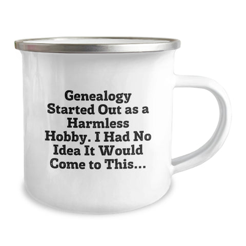 Image of Genealogy Camping Mug, Funny Gift for Genealogy Enthusiasts, Birthday Unique Gifts for Men and Women, Camping Mug with Genealogy Quote, Gifts from Friends and Family - Image 2