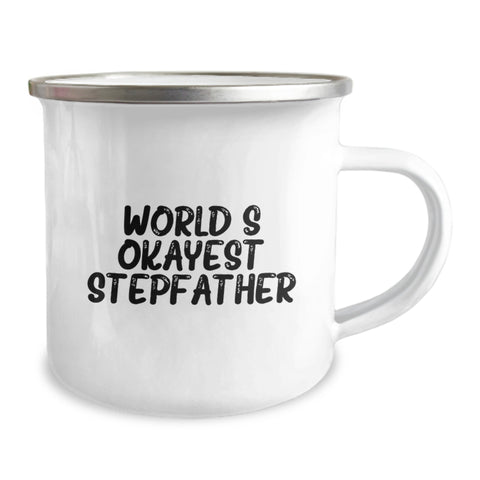 Image of Funny Stepfather Gifts, World's Okayest Stepfather Camping Mug, Birthday Unique Gifts from Family - Image 2
