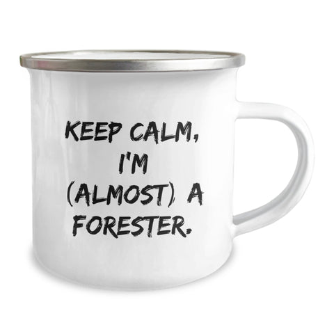 Image of Funny Forester Gifts for Men, Camping Mug - 'Keep Calm, I'm (almost) A Forester.' Graduation Unique Gifts from Friends or Family - Image 2