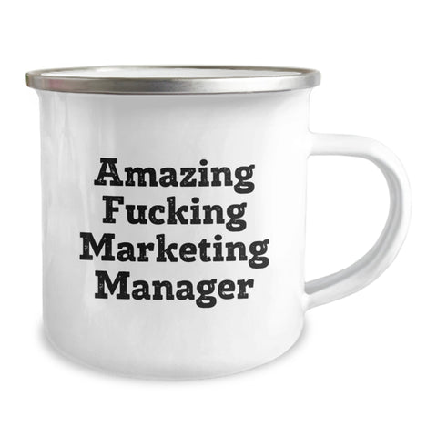 Image of Funny Marketing Manager Gifts, Amazing Camping Mug for Graduation, 'Amazing F--king Marketing Manager' Quote, Unique Men Gifts from Friends, Best Gifts for Marketing Manager - Image 2