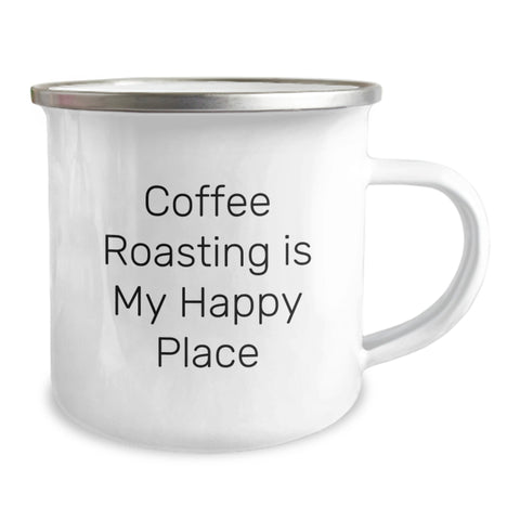 Image of Coffee Roasting Happy Place Gifts from Friends to Coffee Roasting Enthusiasts, 12 oz Stainless Steel Camping Mug for Graduation - Image 2