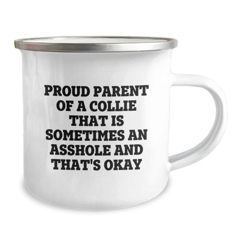 Image of Funny Collie Dog Gifts for Men from Proud Parents - Unique Camping Mug for Graduation - 'Sometimes An Asshole And That's Okay' Quote - Image 2