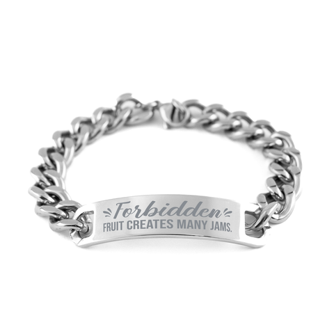Image of Motivational Christian Stainless Steel Bracelet, Forbidden fruit creates many jams., Inspirational Christmas , Family, Anniversary Gifts For Christian Men, Women, Girls & Boys – front view