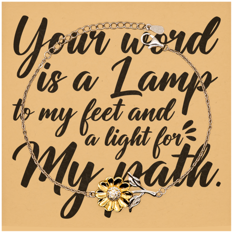 Image of Motivational Christian Stainless Steel Bracelet, Your word is a lamp to my feet and a light for my path., Inspirational Christmas , Family, Anniversary Gifts For Christian Men, Women, Girls & Boys