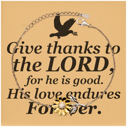 Image of Motivational Christian Stainless Steel Bracelet, I Give thanks to the Lord, for he is good. His love endures forever., Inspirational Christmas , Family, Anniversary Gifts For Christian Men, Women, Girls & Boys