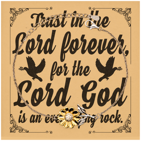 Image of Motivational Christian Stainless Steel Bracelet, Trust in the Lord forever, for the Lord God is an everlasting rock., Inspirational Christmas , Family, Anniversary Gifts For Christian Men, Women, Girls & Boys