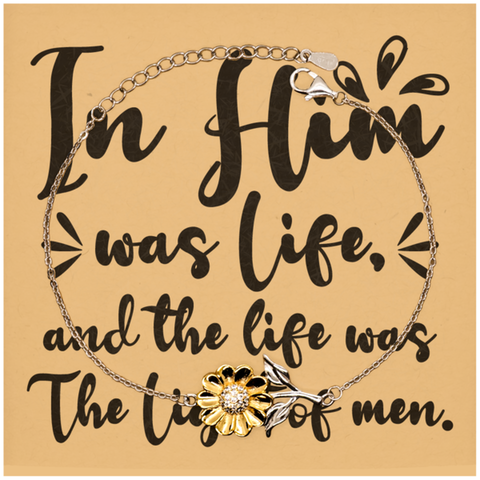 Image of Motivational Christian Stainless Steel Bracelet, In Him was life, and the life was the light of men., Inspirational Christmas , Family, Anniversary Gifts For Christian Men, Women, Girls & Boys