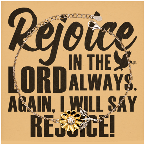Image of Motivational Christian Stainless Steel Bracelet, Rejoice in the Lord always. Again, I will say, rejoice!, Inspirational Christmas , Family, Anniversary Gifts For Christian Men, Women, Girls & Boys