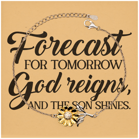 Image of Motivational Christian Stainless Steel Bracelet, Forecast for tomorrow: God reigns, and the Son shines., Inspirational Christmas , Family, Anniversary Gifts For Christian Men, Women, Girls & Boys