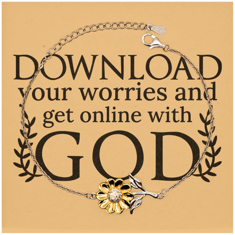 Image of Motivational Christian Stainless Steel Bracelet, Download your worries and get online with God., Inspirational Christmas , Family, Anniversary Gifts For Christian Men, Women, Girls & Boys