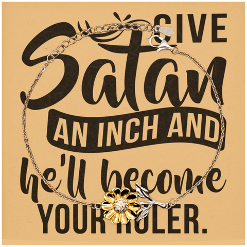 Image of Motivational Christian Stainless Steel Bracelet, Give Satan an inch and he