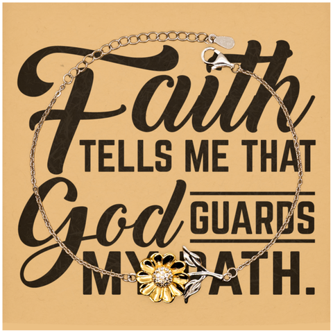 Image of Motivational Christian Stainless Steel Bracelet, Faith tells me that God guards my path., Inspirational Christmas , Family, Anniversary Gifts For Christian Men, Women, Girls & Boys