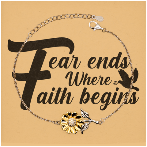 Image of Motivational Christian Stainless Steel Bracelet, Fear ends where faith begins., Inspirational Christmas , Family, Anniversary Gifts For Christian Men, Women, Girls & Boys