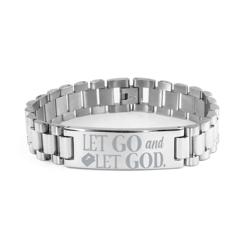 Image of Motivational Christian Stainless Steel Bracelet, Let go and let God., Inspirational Christmas , Family, Anniversary Gifts For Christian Men, Women, Girls & Boys