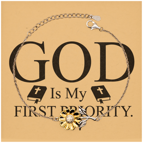 Image of Motivational Christian Stainless Steel Bracelet, God is my first priority., Inspirational Christmas , Family, Anniversary Gifts For Christian Men, Women, Girls & Boys