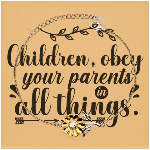 Image of Motivational Christian Stainless Steel Bracelet, Children, obey your parents in all things. , Inspirational Christmas , Family, Anniversary Gifts For Christian Men, Women, Girls & Boys